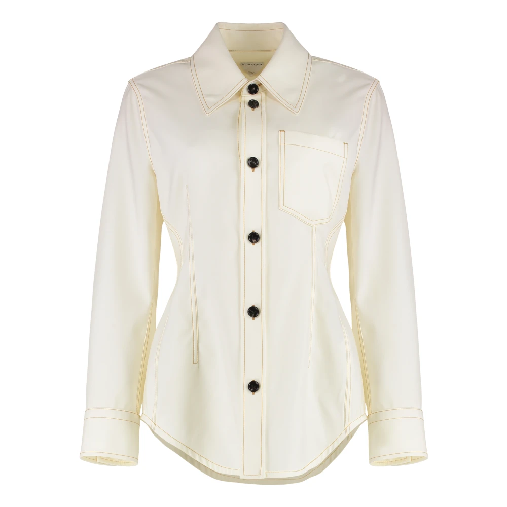 Bottega Veneta Women's White Shirts, Xs, Wool Shirt