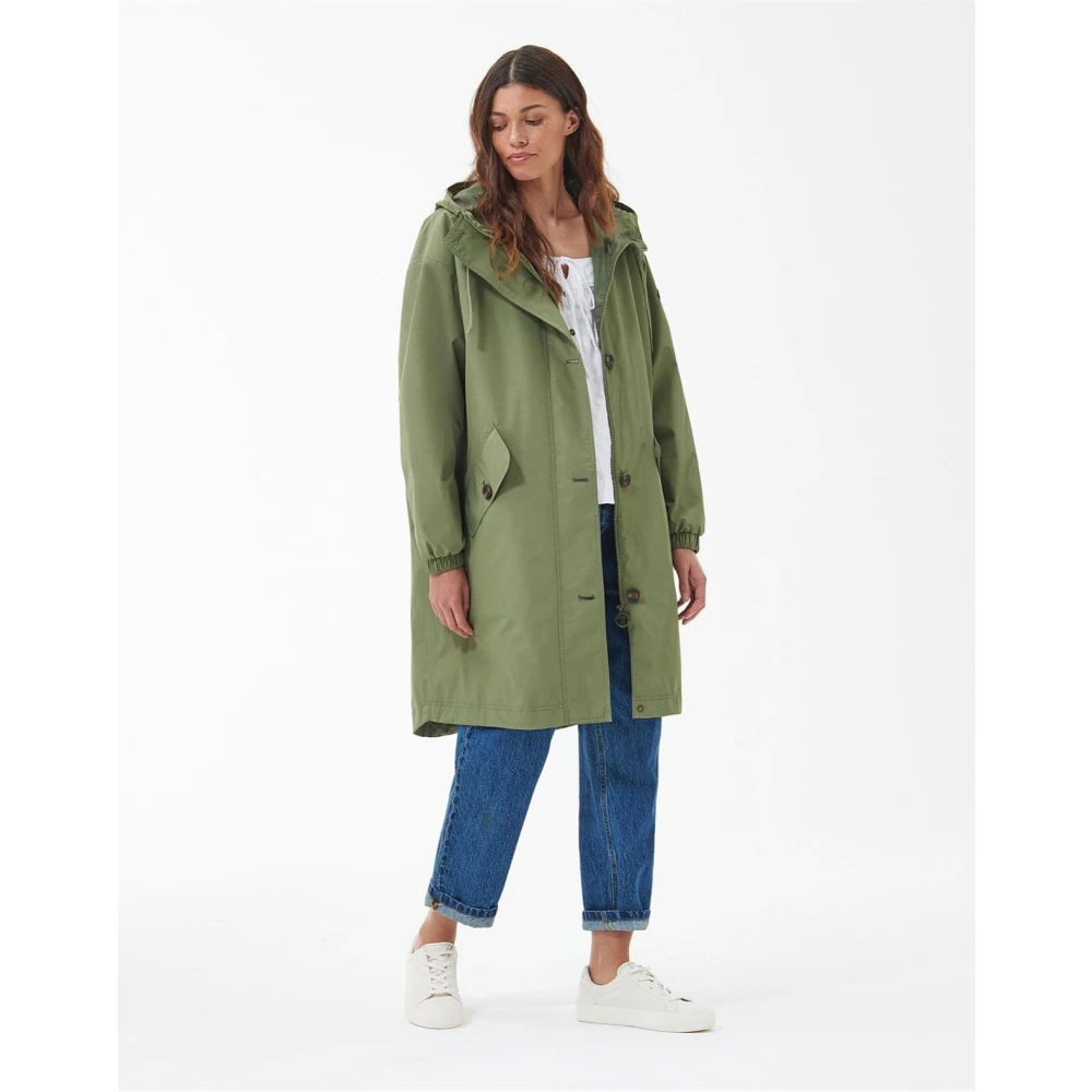 Barbour Waterdichte Olivine Jas Rits Logo Green Dames