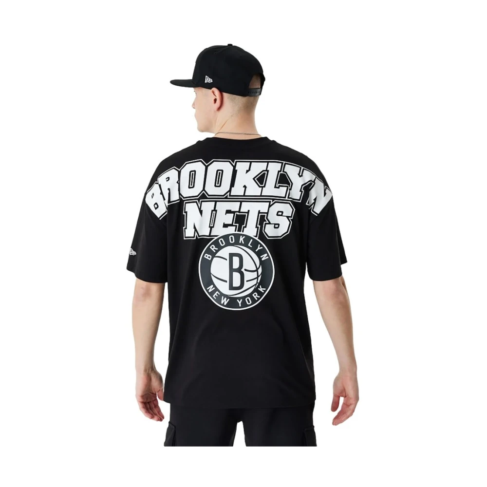 new era NBA Nets Grafisch T-shirt Zwart Black Heren