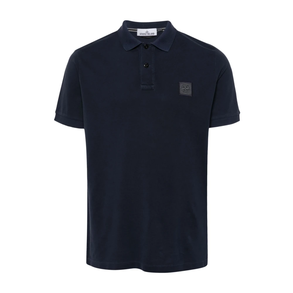 Stone Island Blauw Poloshirt met Kompas Applicatie Blue Heren