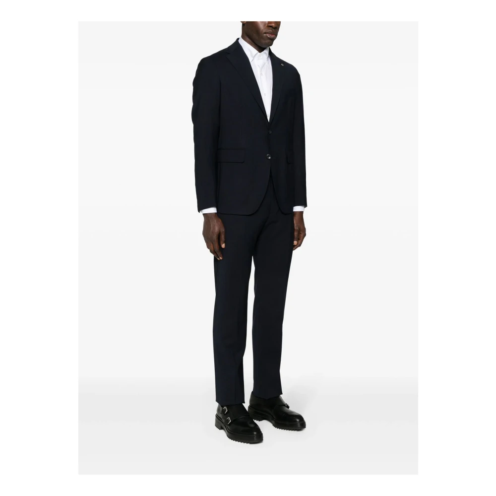 Tagliatore Navy Blue Wool Suit Dress Blue Heren