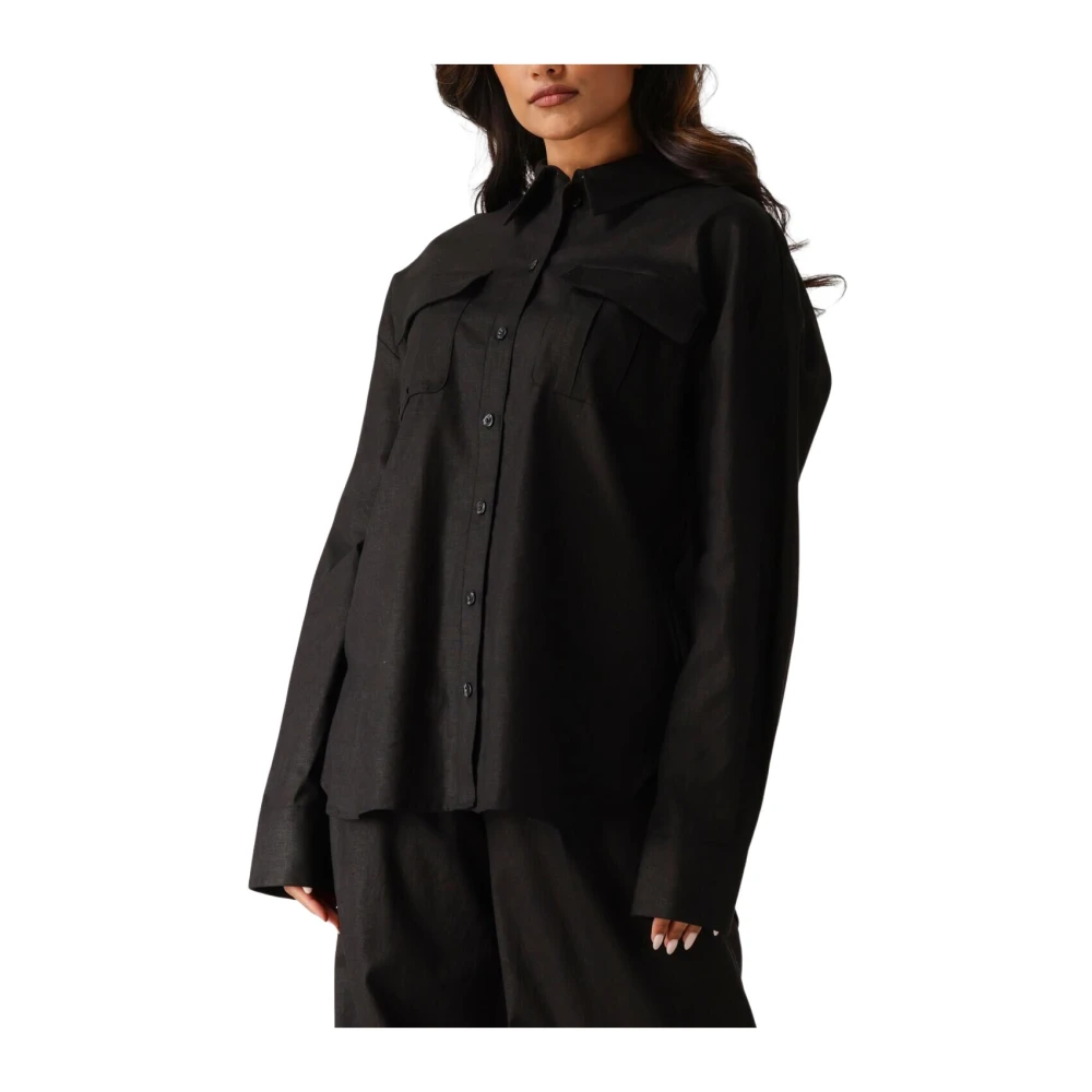Gestuz Zwarte Linnen Blouse voor Vrouwen Black Dames