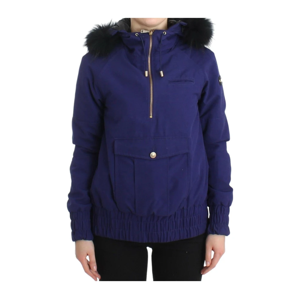 Gianfranco Ferré Women's Blue Hooded Anorak With Faux Fur - Winter Jackets - S - Jackets