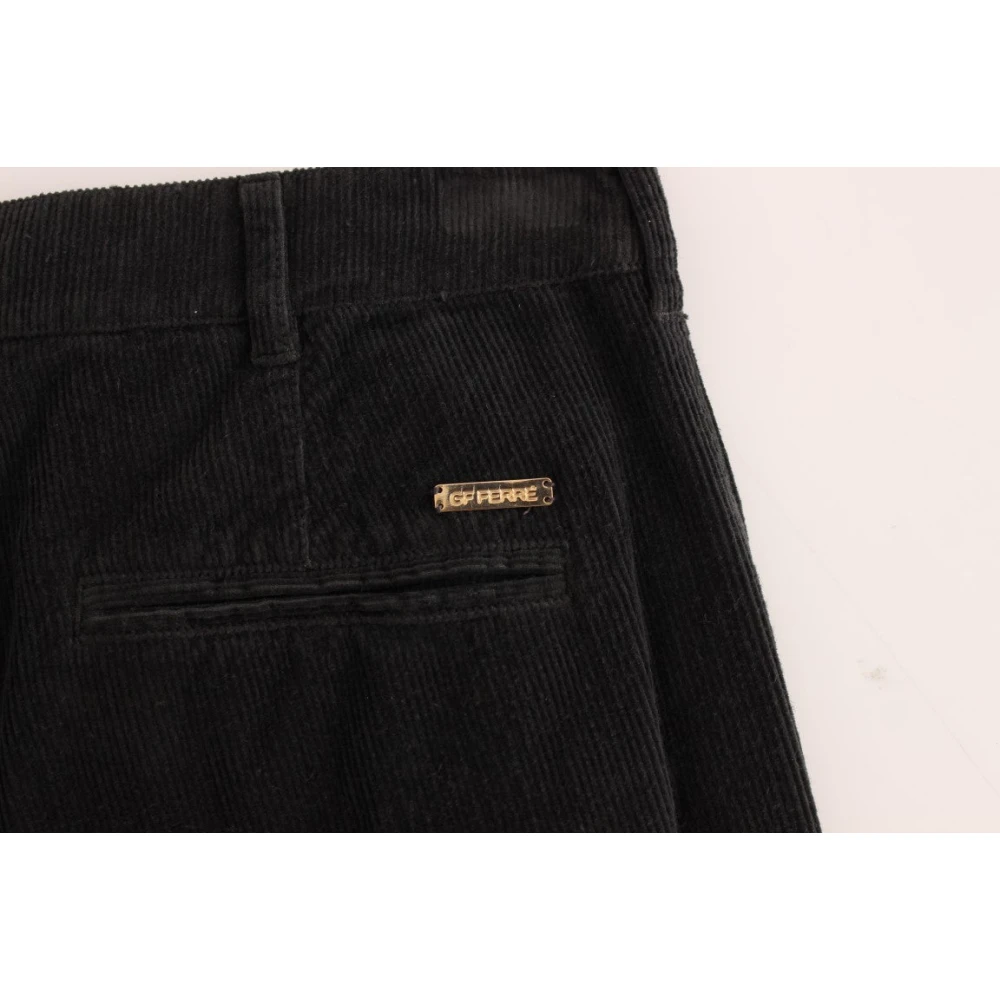Gianfranco Ferré Elegante Zwarte Katoenen Ribfluwelen Broek Black Heren