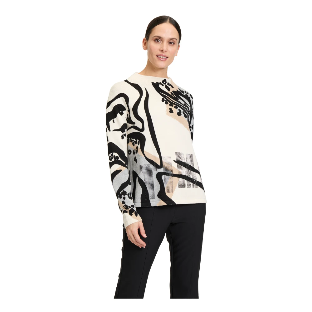 Betty Barclay Dieren Intarsia Gebreide Trui met Hotfix Applicaties Multicolor Dames
