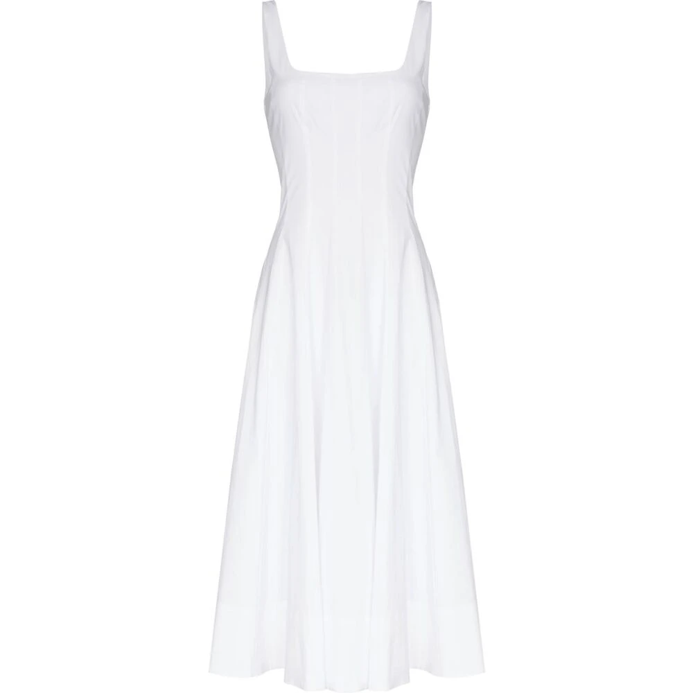 Staud Witte Katoenen Mouwloze Scoop Neck Jurk White Dames