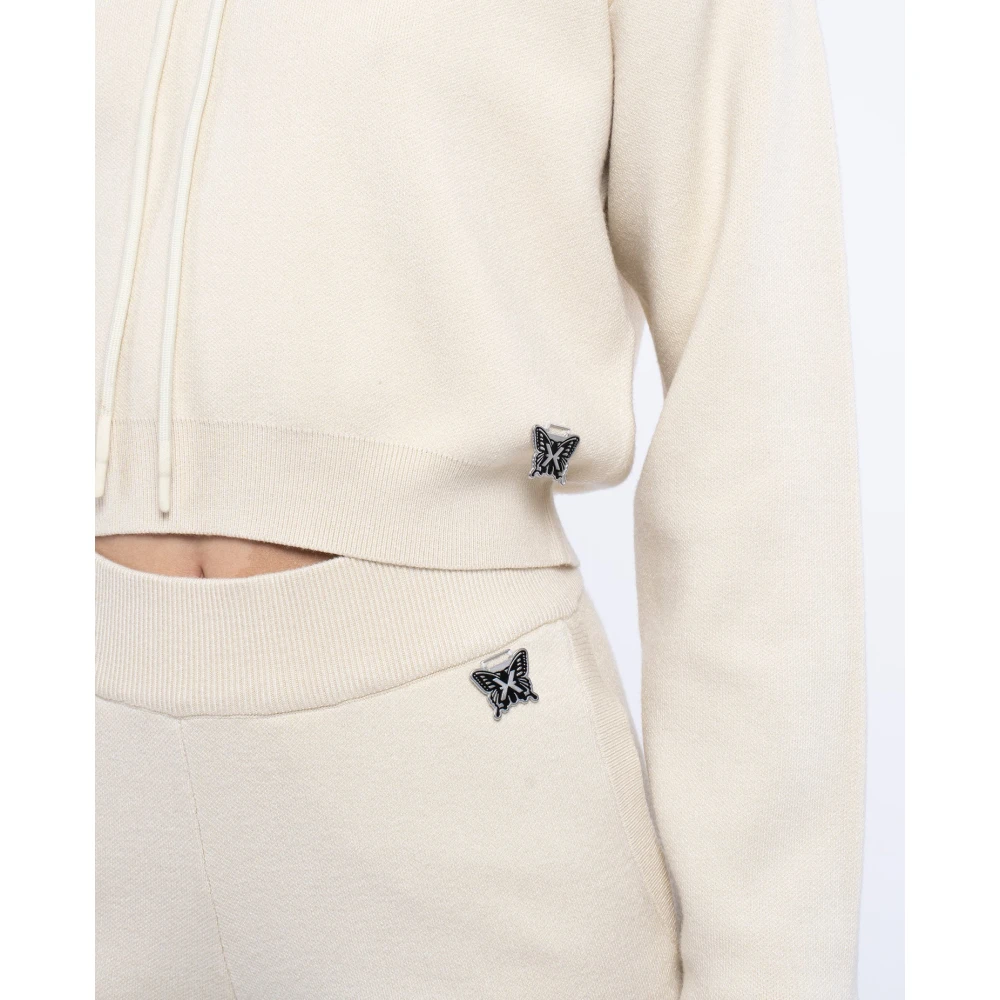 John Richmond Cropped hoodie met verstelbaar trekkoord White Dames