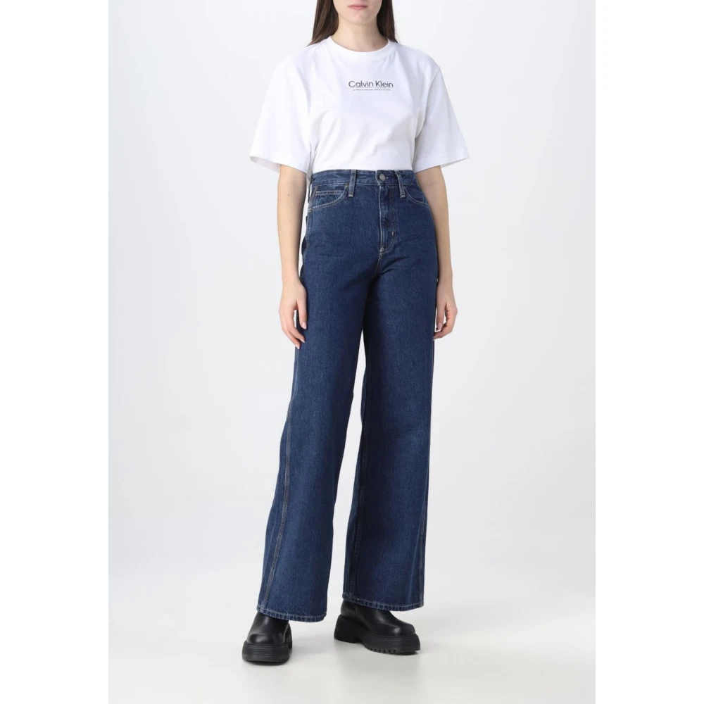Calvin Klein Wide Leg Jeans Archive Blue Rinse Blue Dames