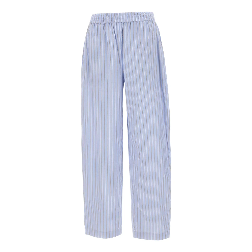 Rotate Birger Christensen Blue Wide Trousers, Female, Xs, Poplin Tapered Trousers