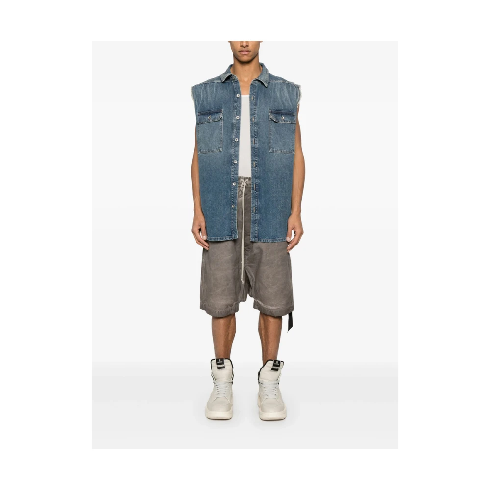 Rick Owens Donkere Schaduw Buitenkleding met Banddetail Blue Heren
