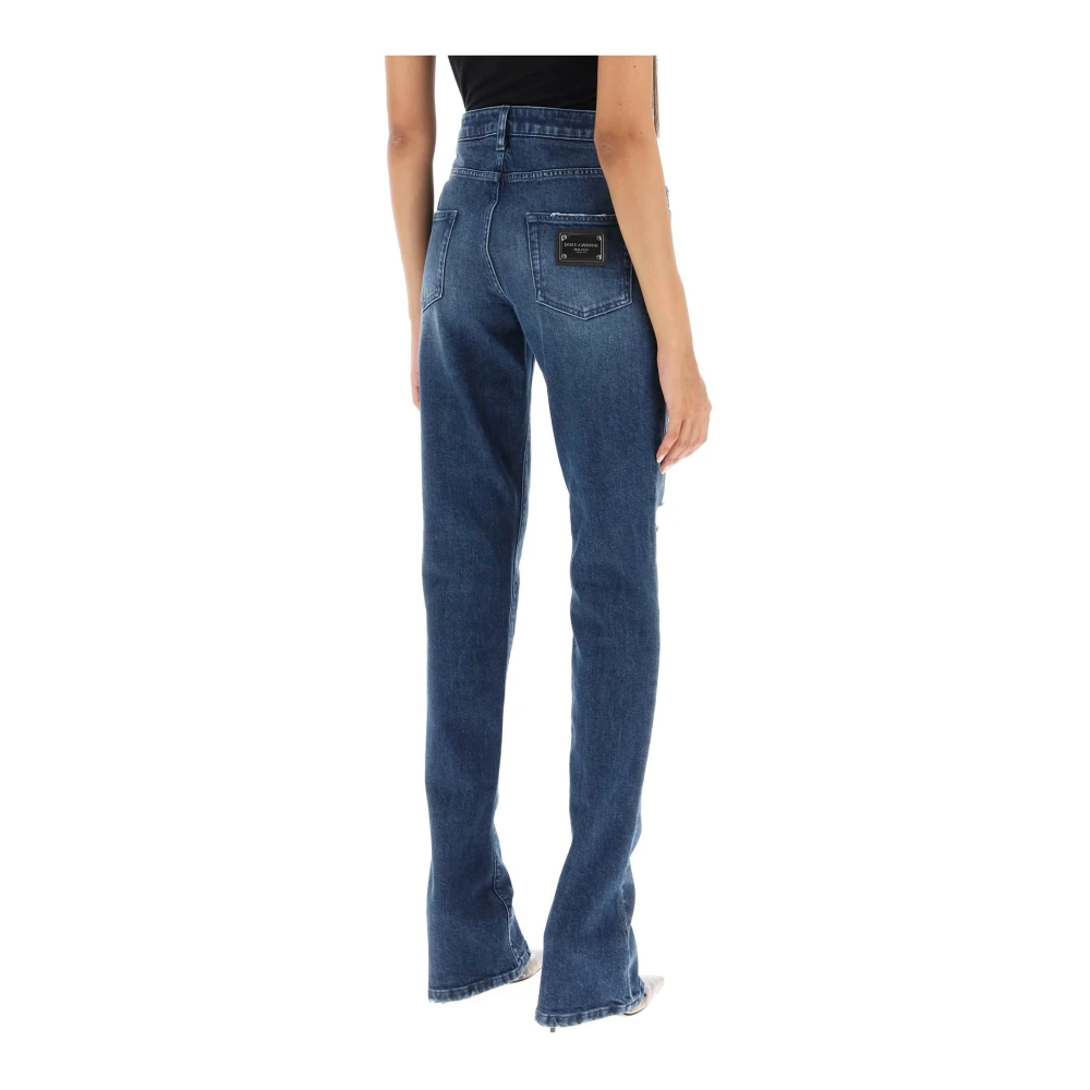 Dolce & Gabbana Slim Fit Trompetzoom Jeans Blue Dames