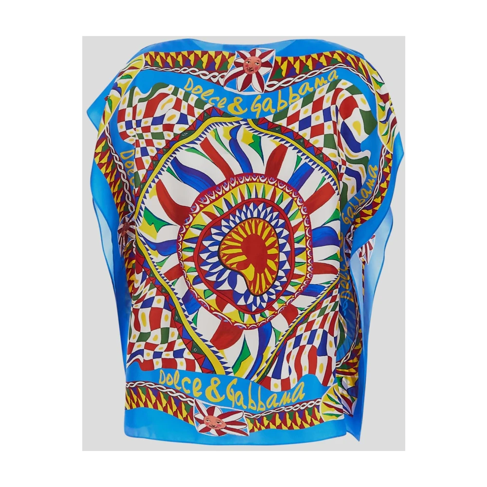 Dolce & Gabbana Carretto-Print Zijden Blouse Multicolor Dames