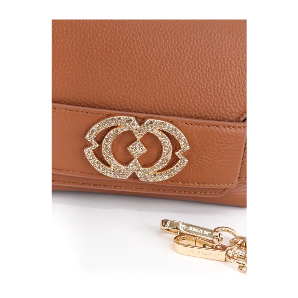 La Carrie Bruine leren handtas met pythonprint Brown Dames