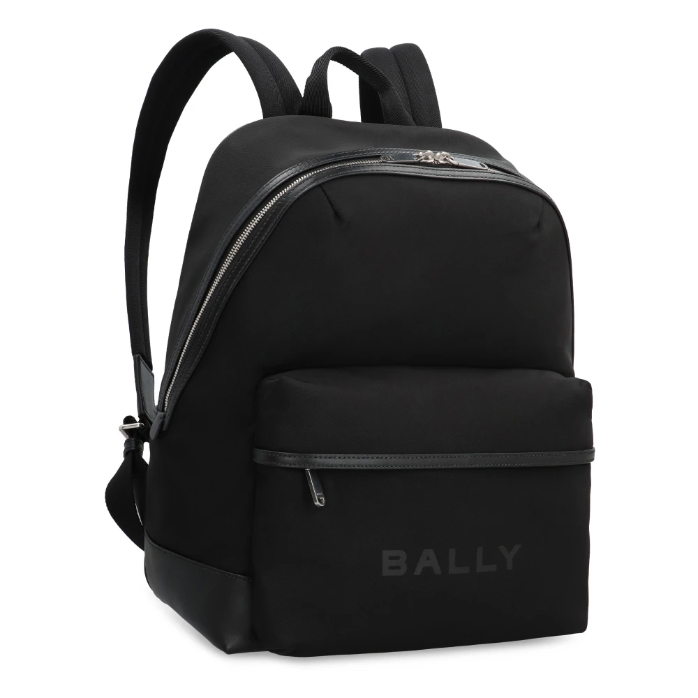 Bally Nylon rugzak met leren details Black Heren