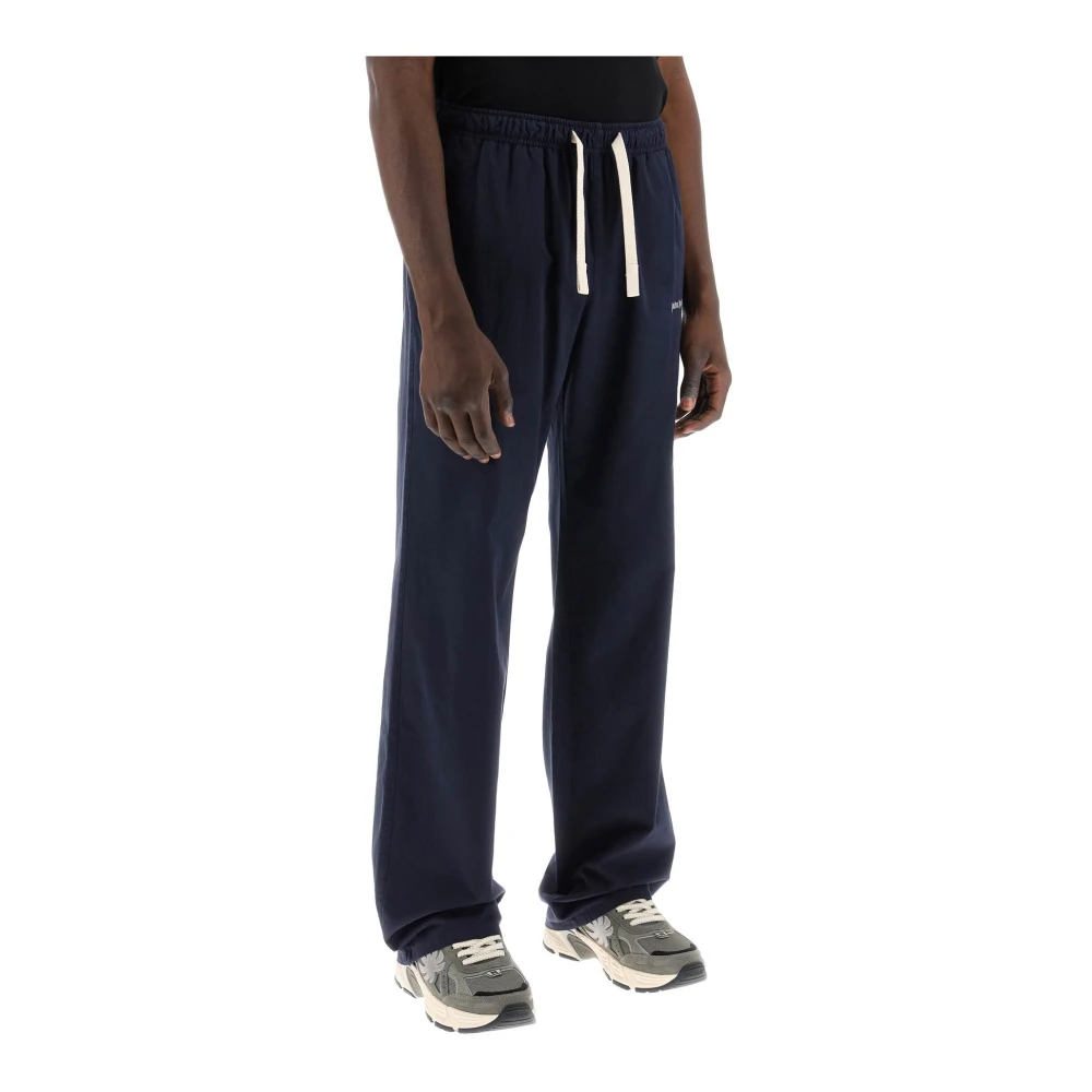 Palm Angels Katoenen Gabardine Reis Joggers Blue Heren
