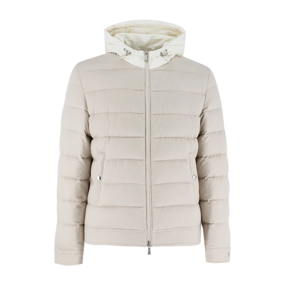 Eleventy Ultralight Down Jacket with High Collar Beige Heren