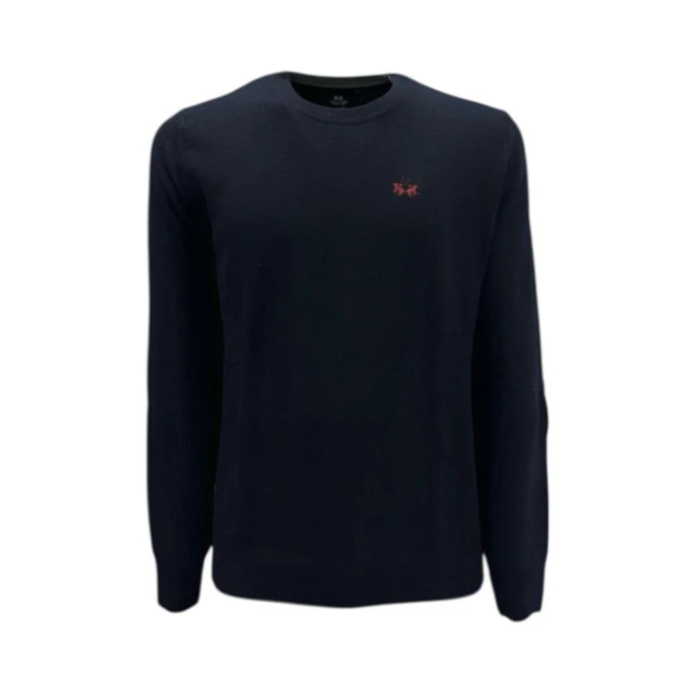 La Martina Men's Blue Knitted Jumper - Round-Neck Knitwear - 2XL - Knitwear
