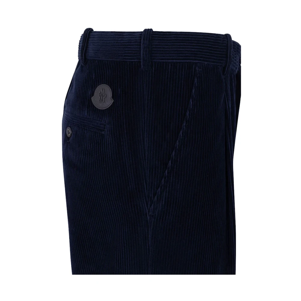 Moncler Ribfluwelen Broek Marineblauw Straight Fit Blue Dames