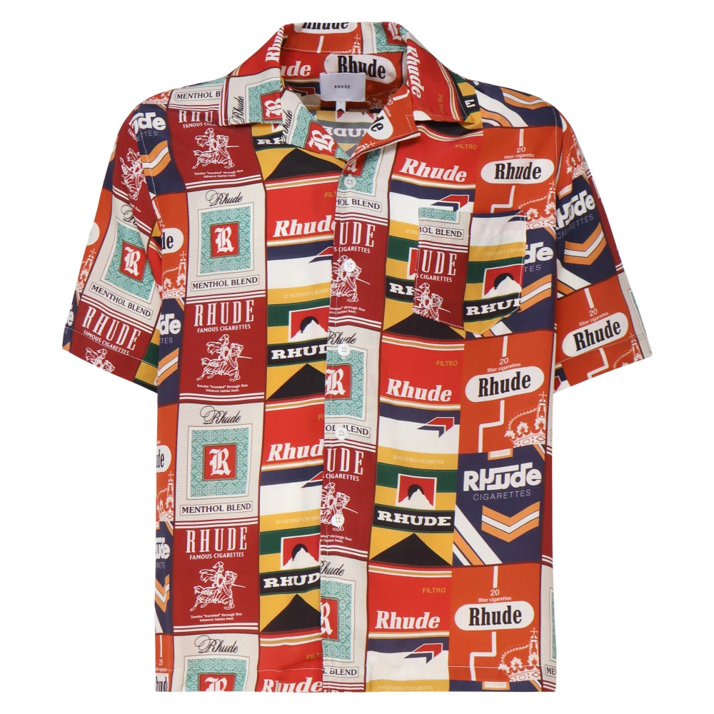 Rhude Zijden Bedrukt Overhemd met Camp Collar Multicolor Heren