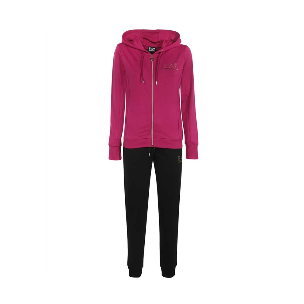 Emporio Armani EA7 Rosa Jogger Set med Hoodie Pink, Dam