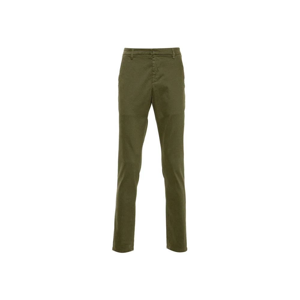 Dondup Slimme Gabardine Broek in Olijfgroen Green Heren