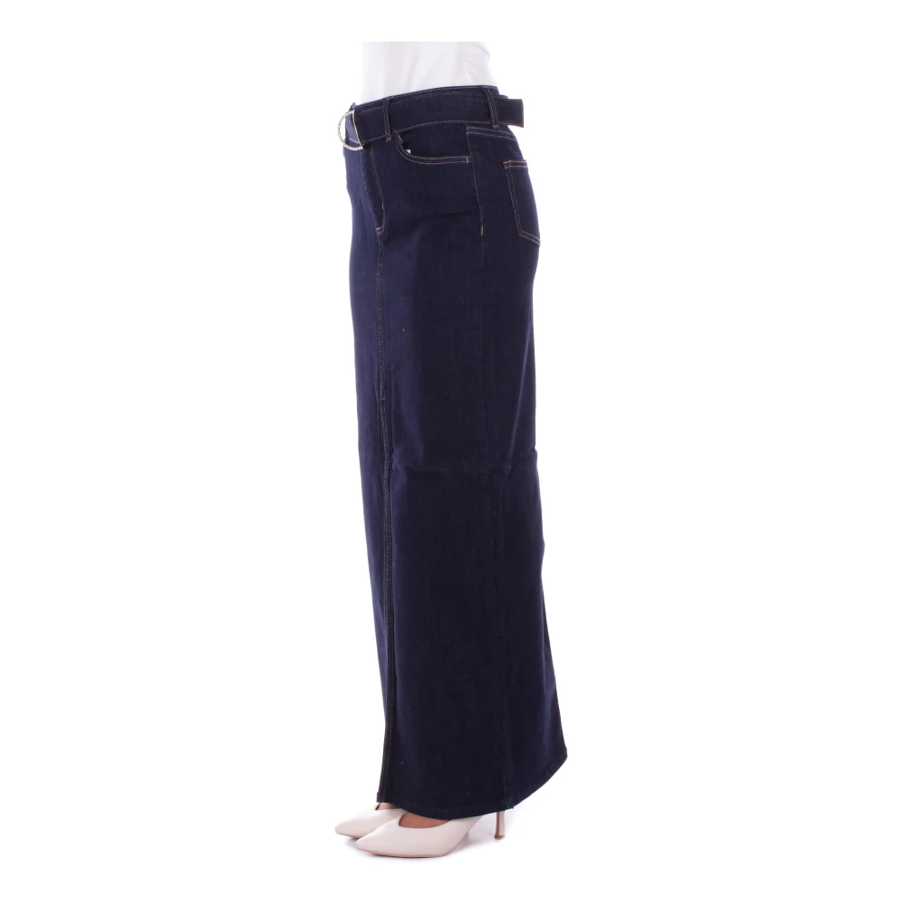 Liu Jo Denim Rok met Rits en Knoop Blue Dames
