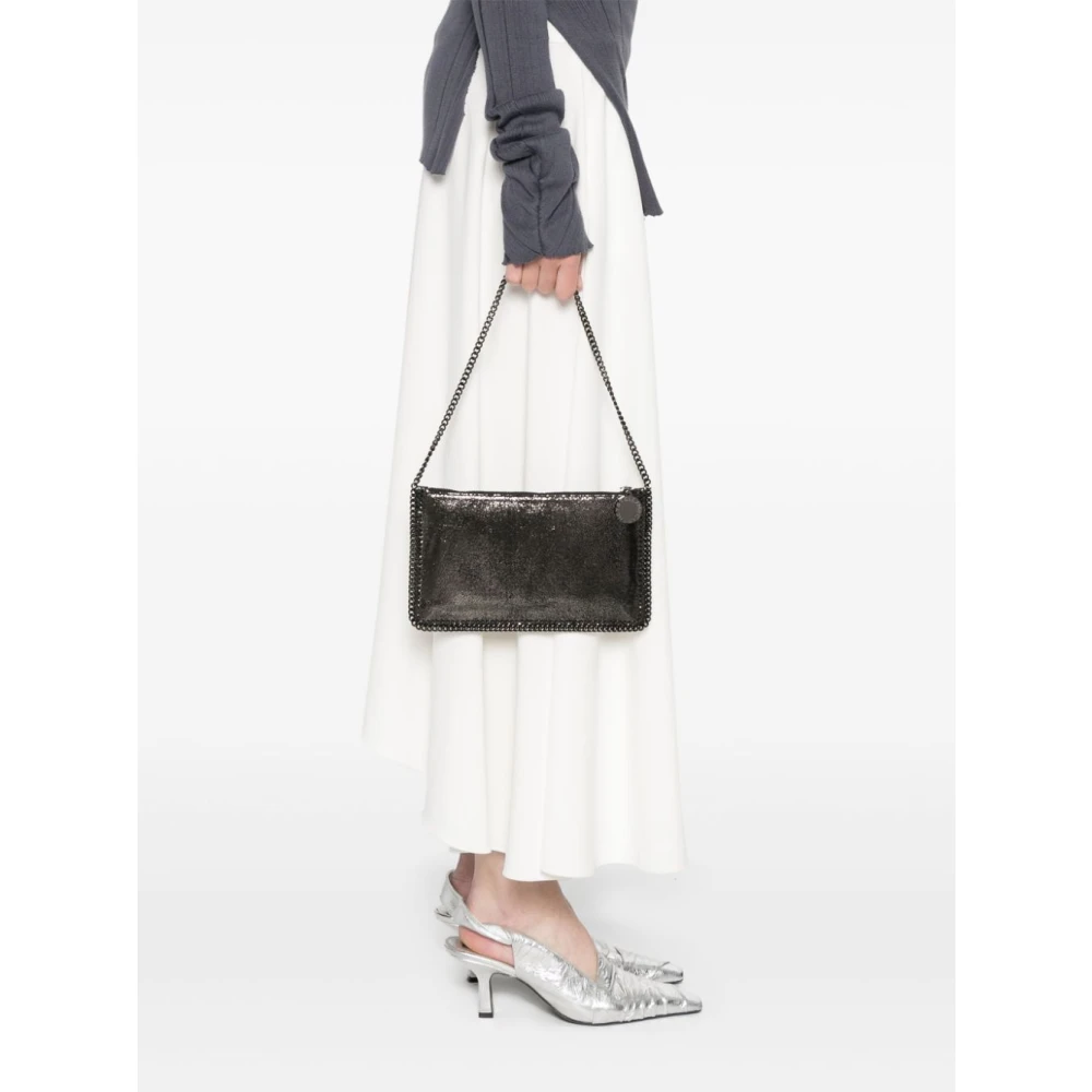 Stella Mccartney Metallic Grijze Ketting Schoudertas Gray Dames