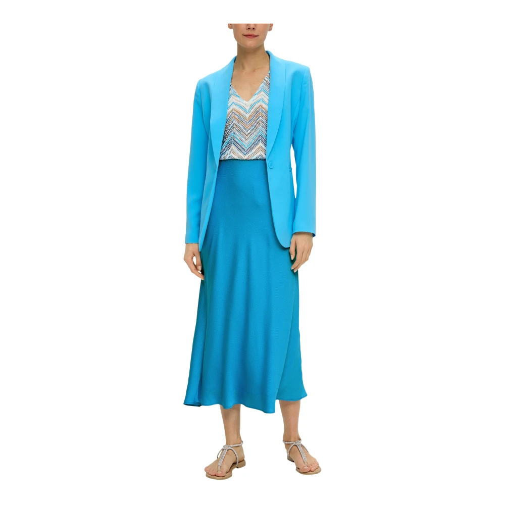 s.Oliver Seersucker Rok Elastische Taille Blue Dames