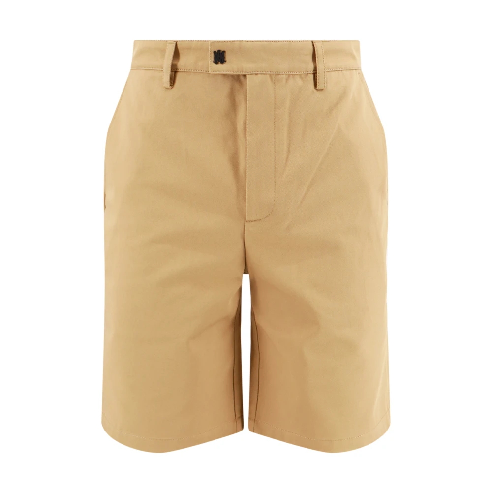 Amiri Korte katoenen broek met haak- knoop- en ritssluiting Beige Heren