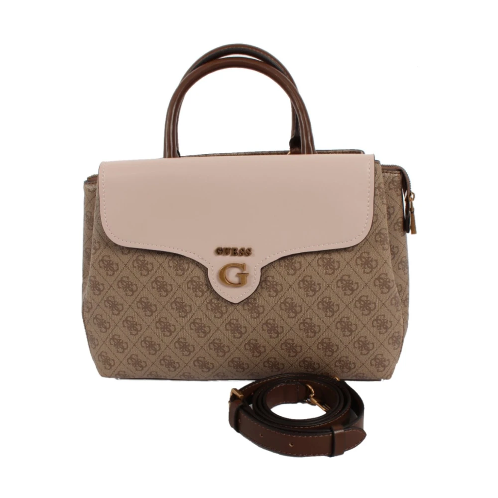 Guess Beige Schoudertas met Ritssluiting Brown Dames