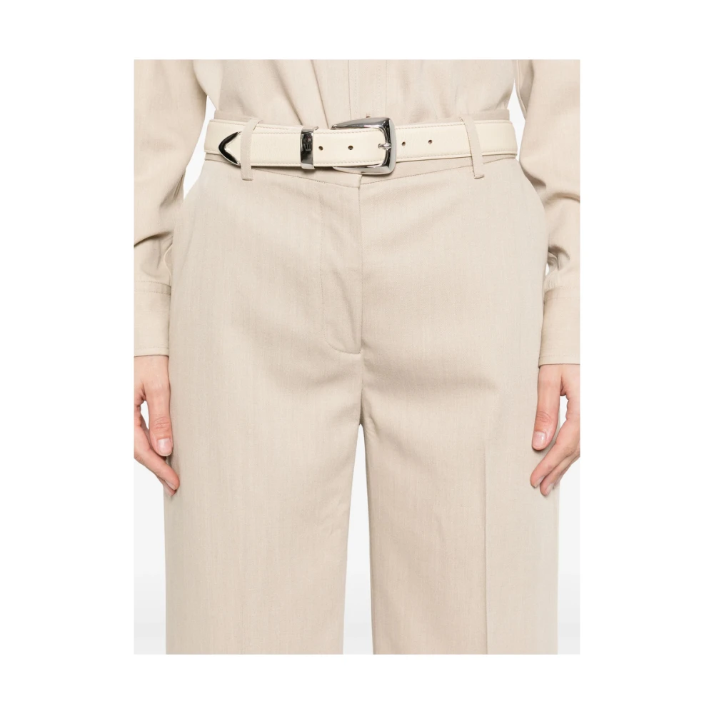 Antonelli Firenze Beige Broek met Riem en Zakken Beige Dames