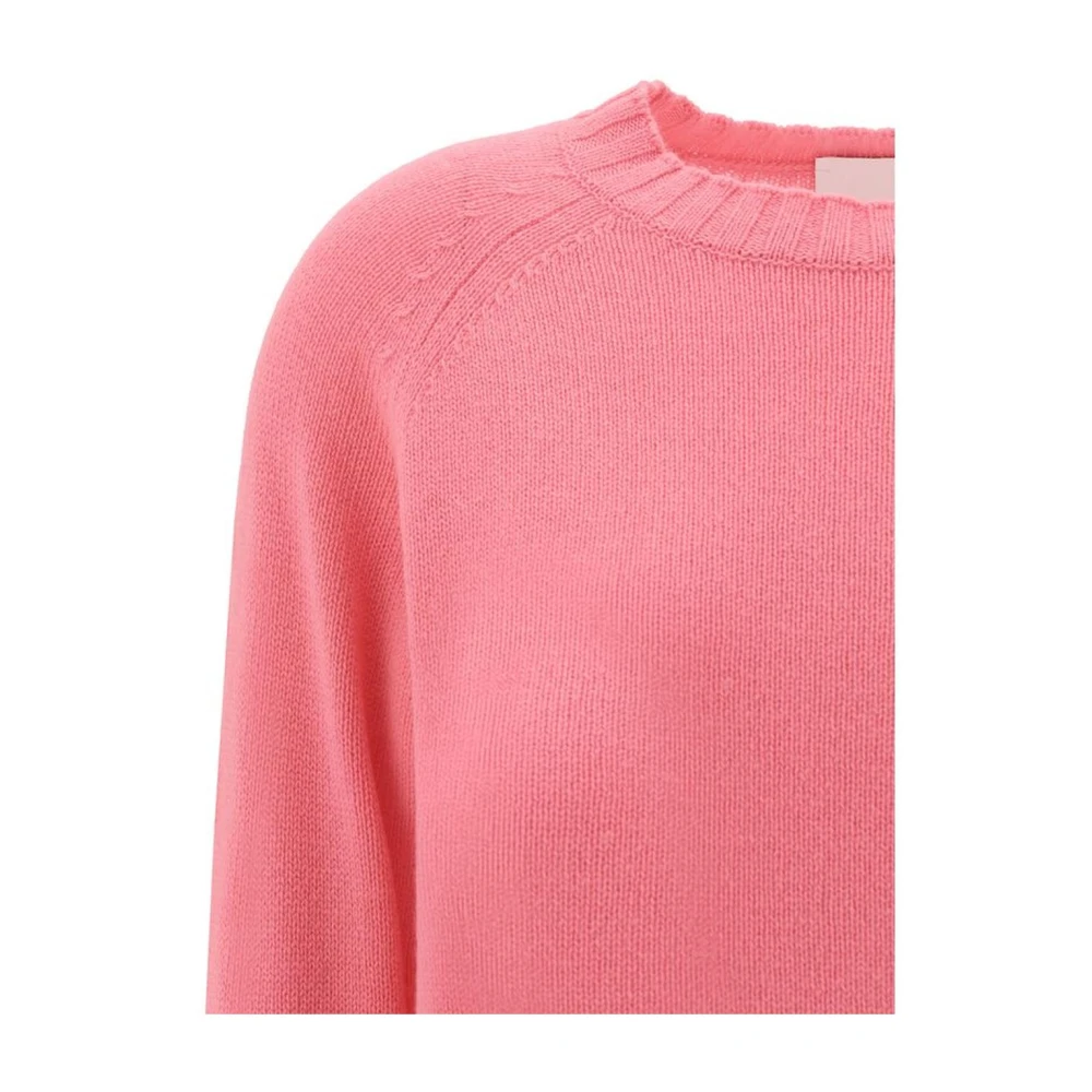 allude Geribbelde Kasjmiertrui voor Tijdloze Elegantie Pink Dames