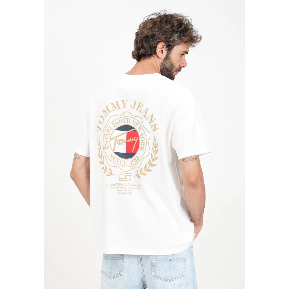 Tommy Jeans Korte Mouw Logo Print T-shirt White Heren