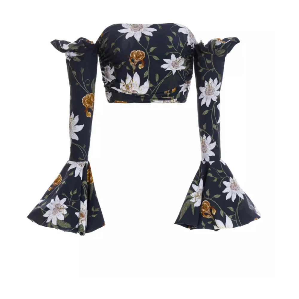 Agua by Agua Bendita Bloemen Korte Top Gracia Blue Dames
