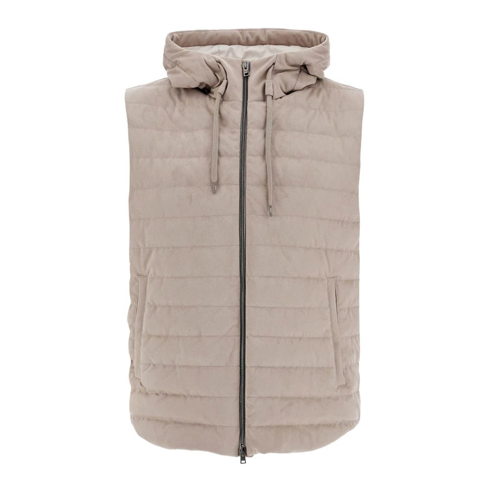Herno Gewatteerd Mouwloos Vest met Capuchon Beige Heren