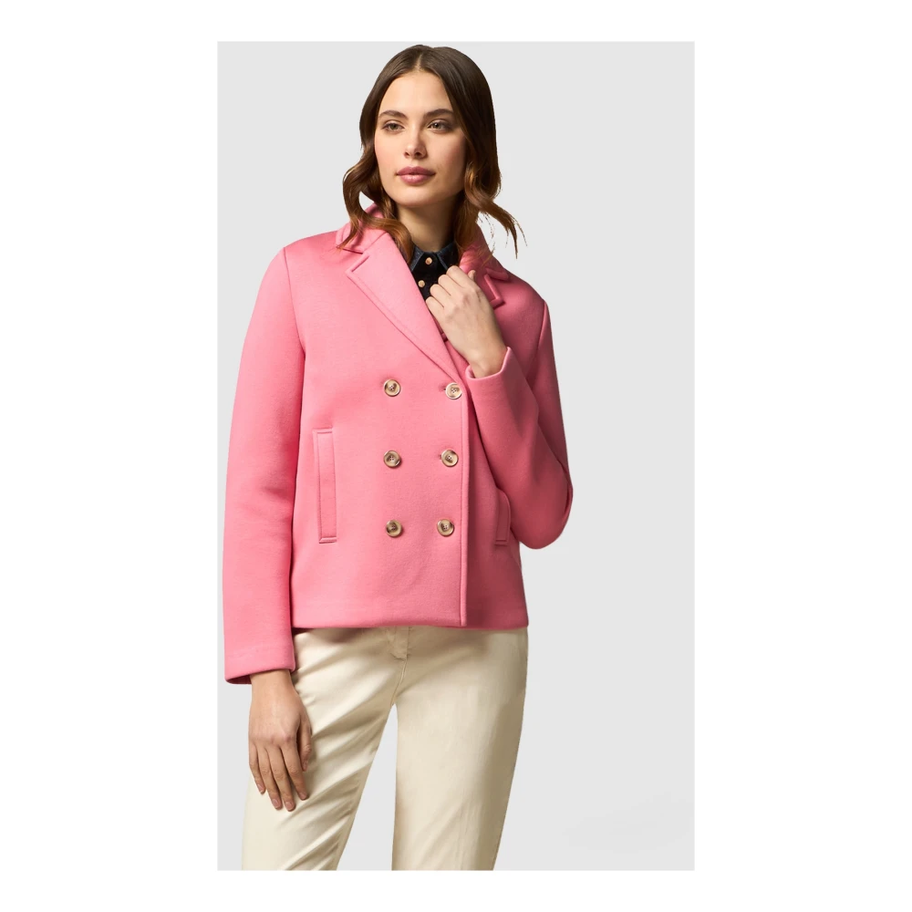 Oltre Dubbelrijige Scuba Jas Pink Dames