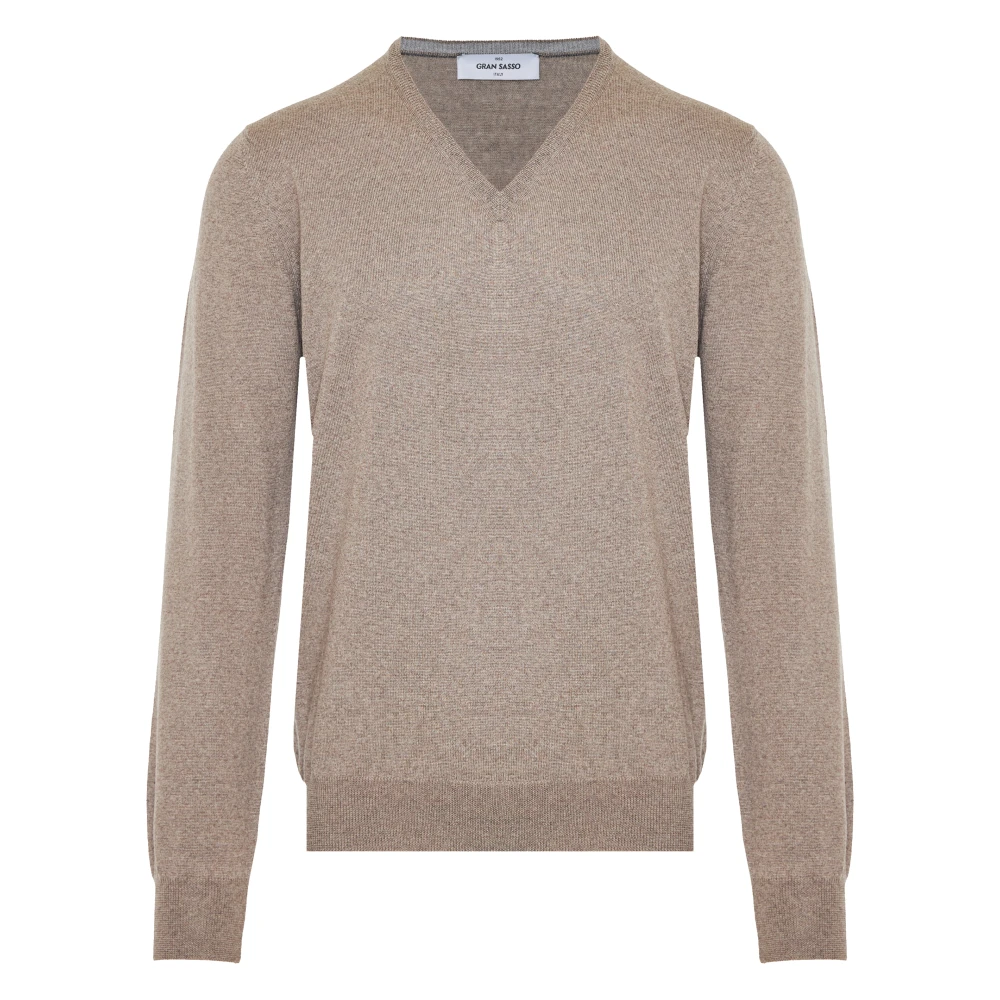 Gran Sasso Wollen V-hals Gebreide Kleding Gemaakt in Italië Beige Heren