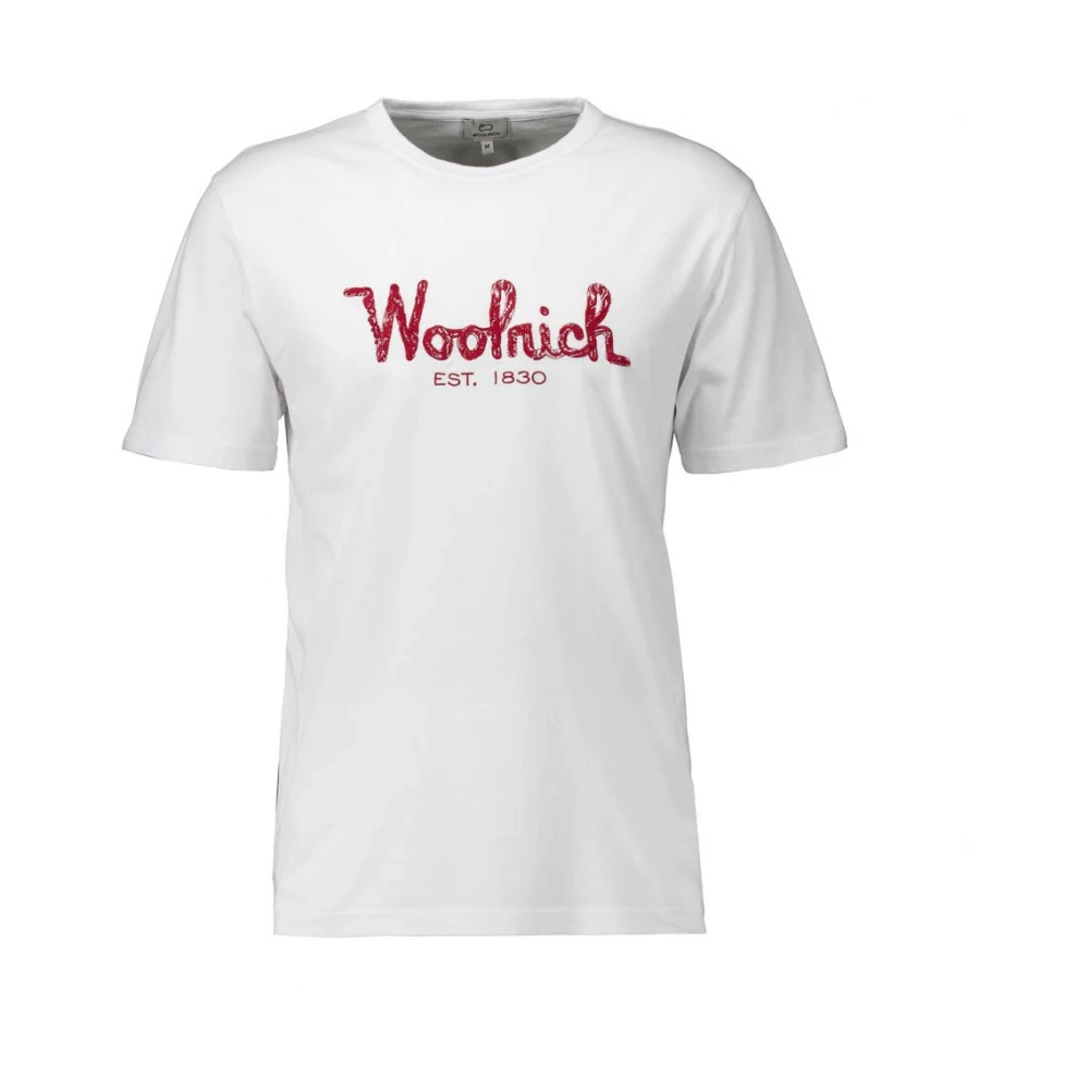 Woolrich Geborduurd Logo Crew Neck T-shirts en Polos White Heren