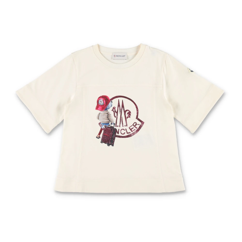Moncler White Kids Short Sleeve T-Shirts, Female, 10 Y, Teddy Bear Logo Cotton T-Shirt
