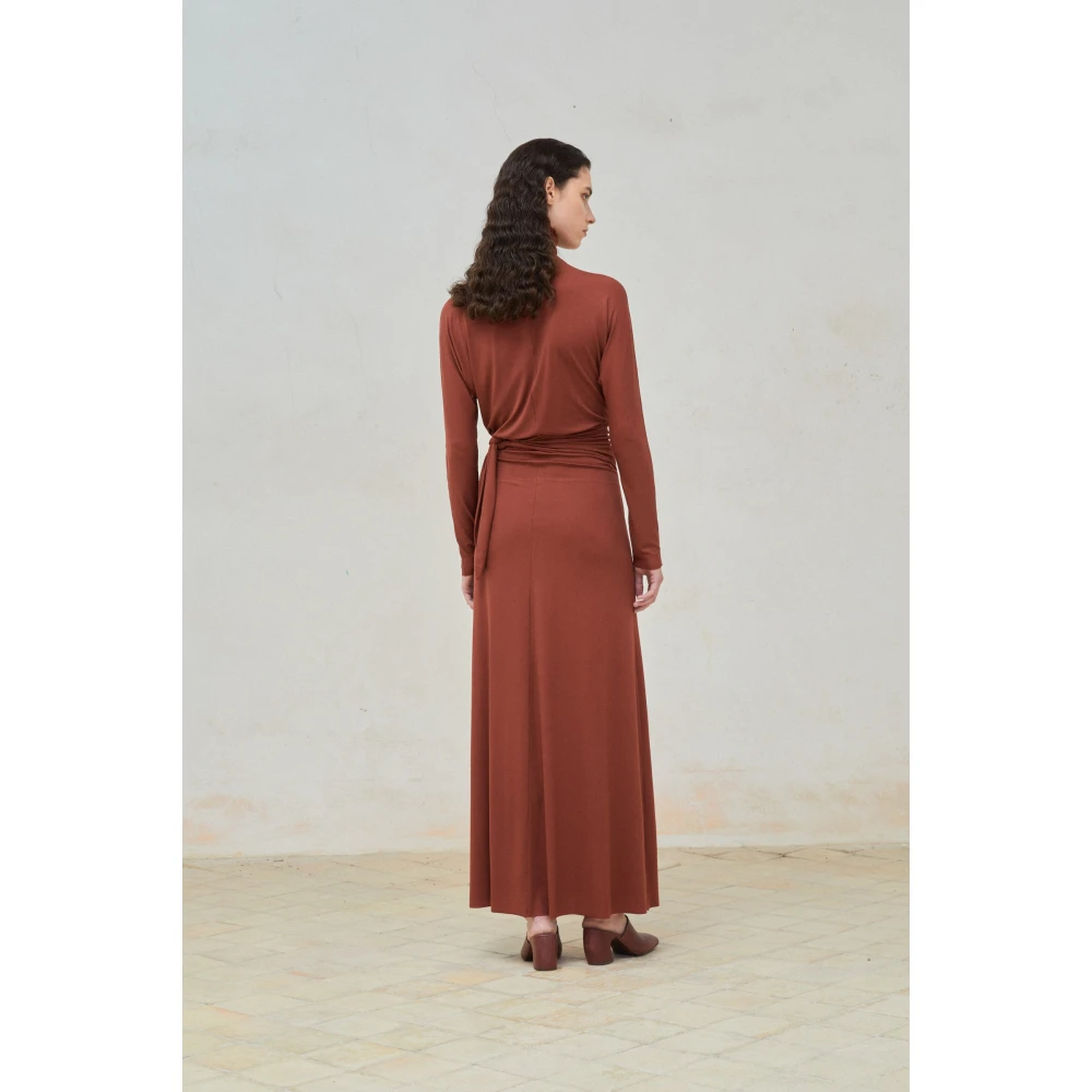 Cortana Lange jurk in cupro stretch Red Dames