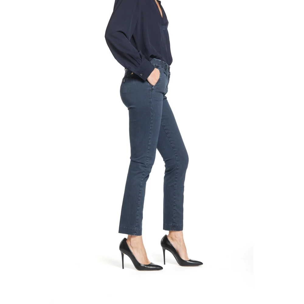 Mason's Satin Slim Fit Chino Broek Blue Dames