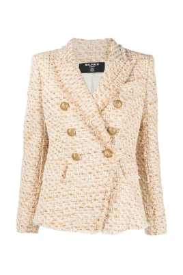 Multifärgad Tweed Casual Blazer Jacka