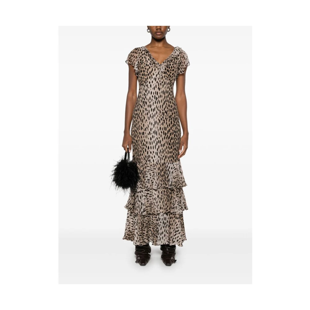 Rixo Ecru Jurk met Ritssluiting en Dartdetails Brown Dames