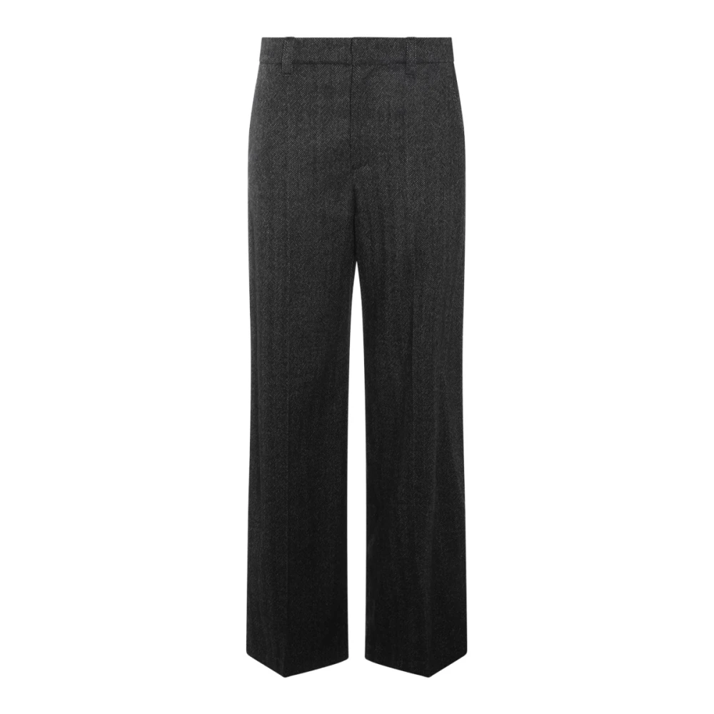 BRUNELLO CUCINELLI Donkergrijze wollen broek Regular fit Gray Dames