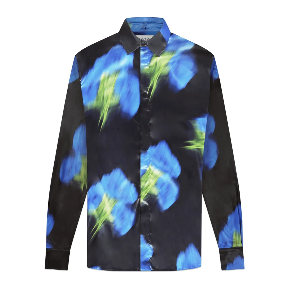 FLÂNEUR Blurred Flower Hooded Shirt Multicolor, Herr