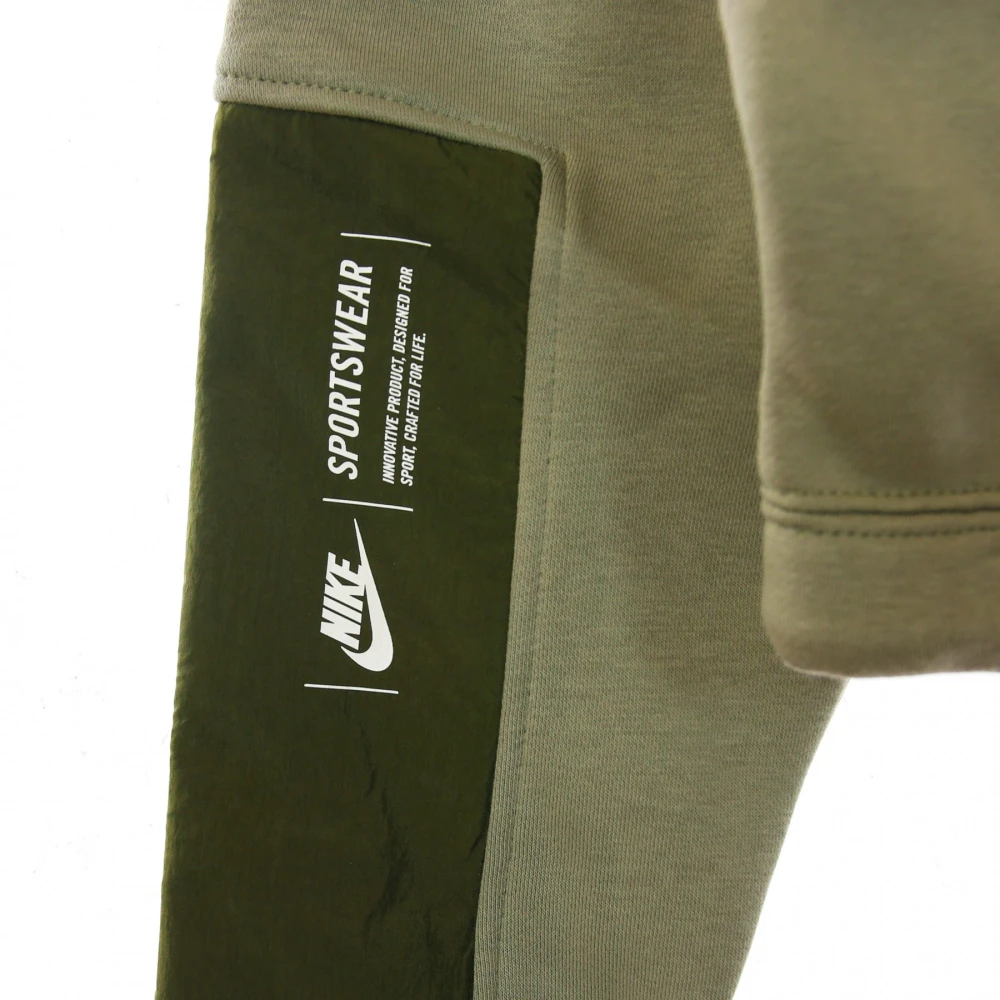 Nike Korte Crew Fleece Trui Light Army Cargo Khaki Green Dames