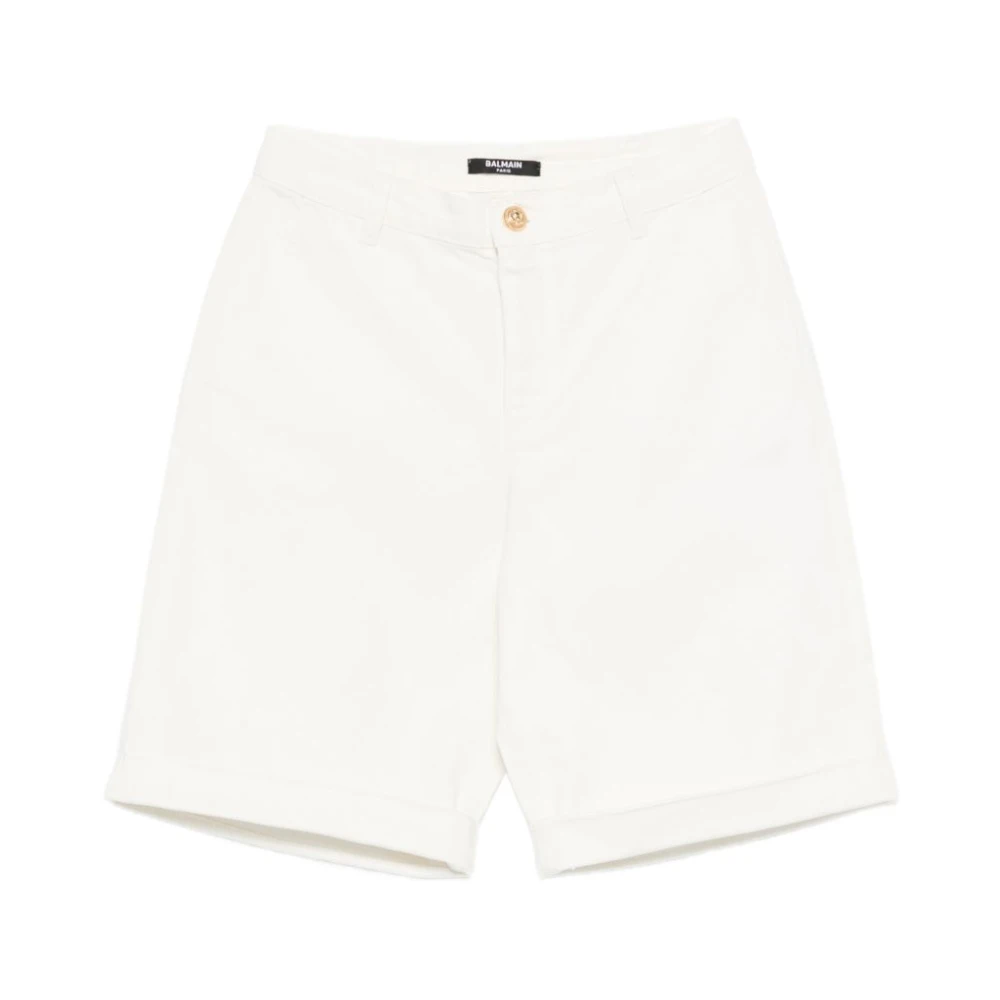 Balmain Unisex Kids White Button-Embellished Denim Shorts - Shorts - 10 Y - Kids