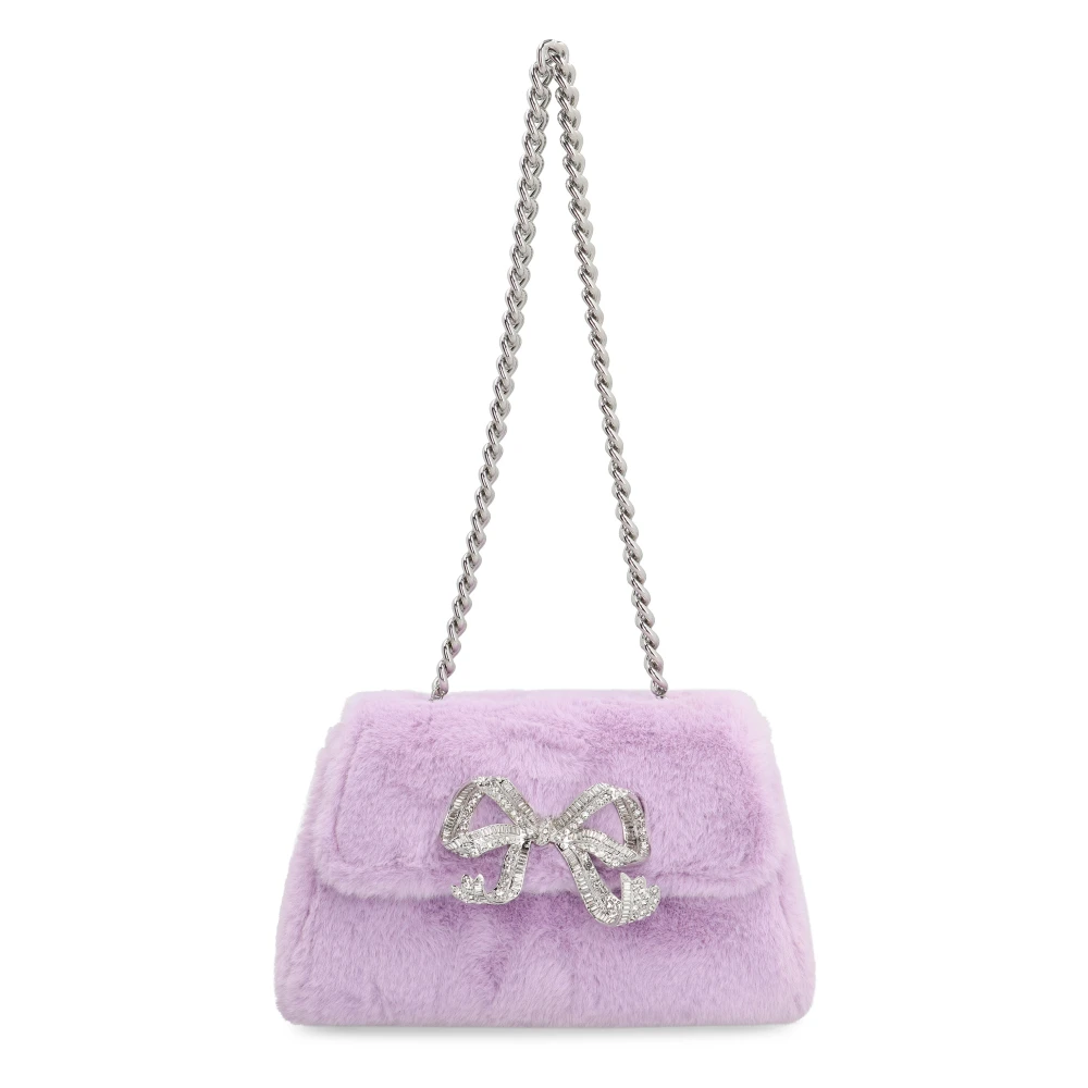 Self Portrait Mini Faux Fur Strik Handtas Purple Dames