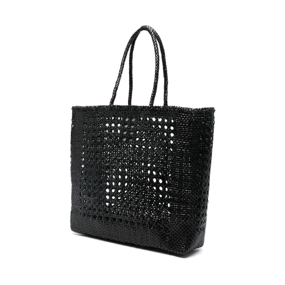 Dragon Diffusion Zwarte Leren Mand Weefsel Tote Tas Black Dames