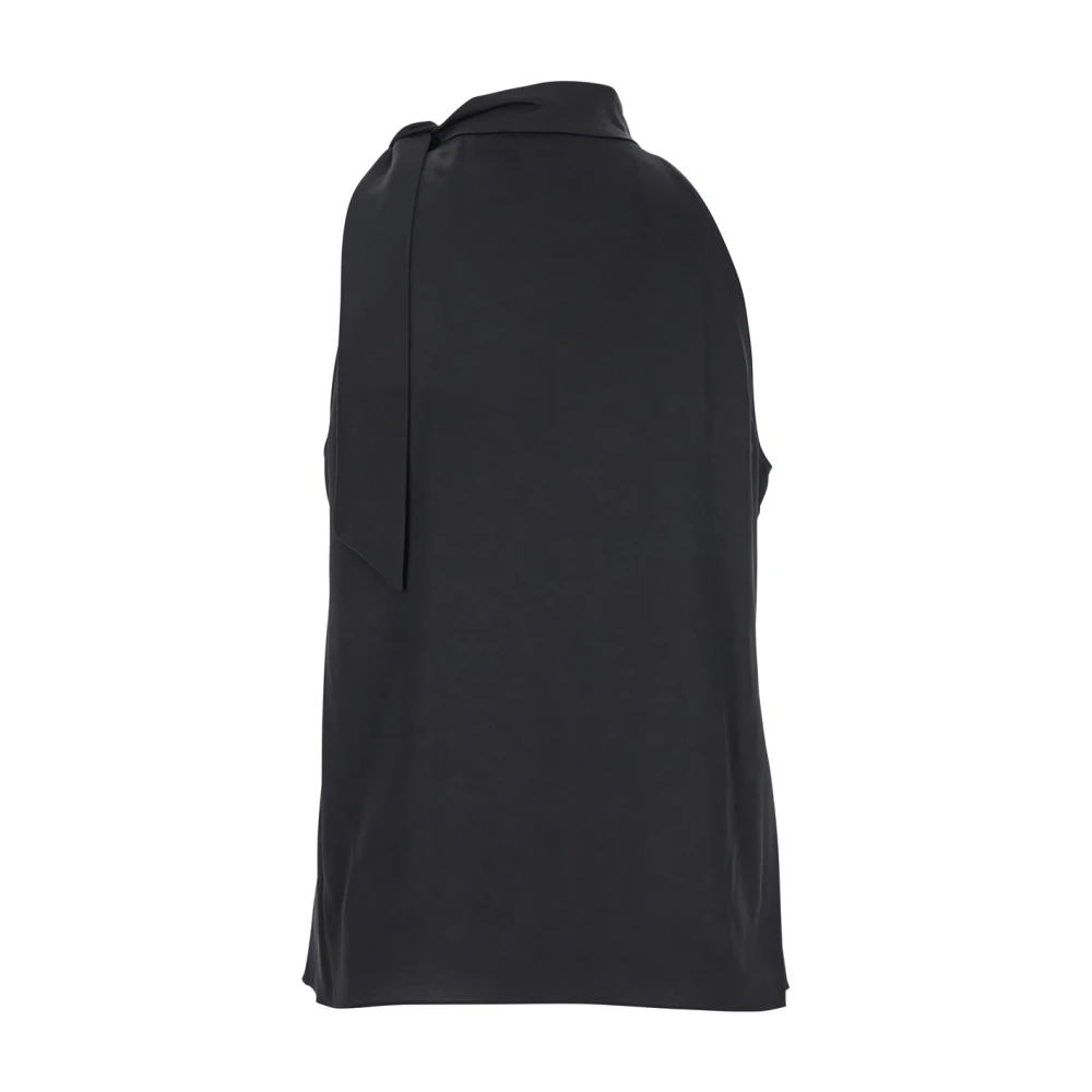 Theory Zwart Halternek Mouwloze Top Tech Stof Black Dames